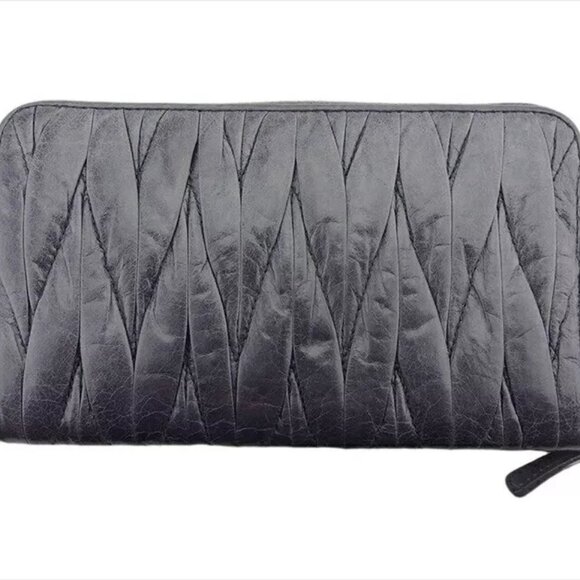 miu miu long wallet Materasse Gray Gray Leather Authentic USED - Picture 2 of 10